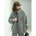 Cozy Zip Up Grey Plush Jacket-0
