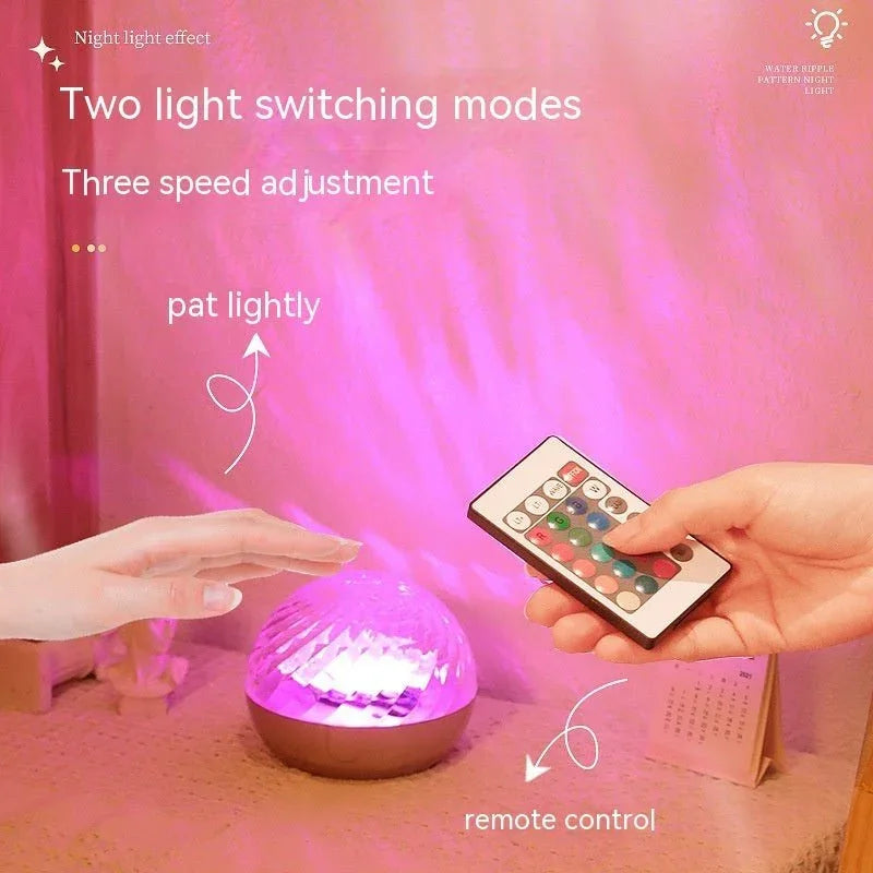 Creative Rotating Water Ripple Small Night Bedside Lamp