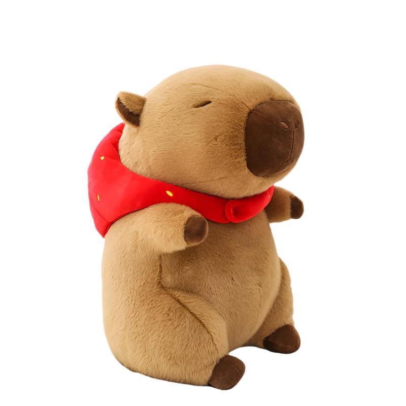 Creative Stuffed Animal Children's Cartoon Capybara Doll With Strawberry Hat Plush Toy