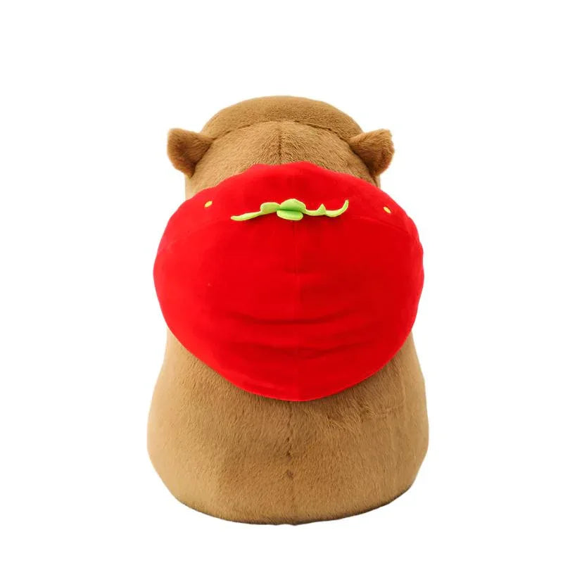 Creative Stuffed Animal Children's Cartoon Capybara Doll With Strawberry Hat Plush Toy