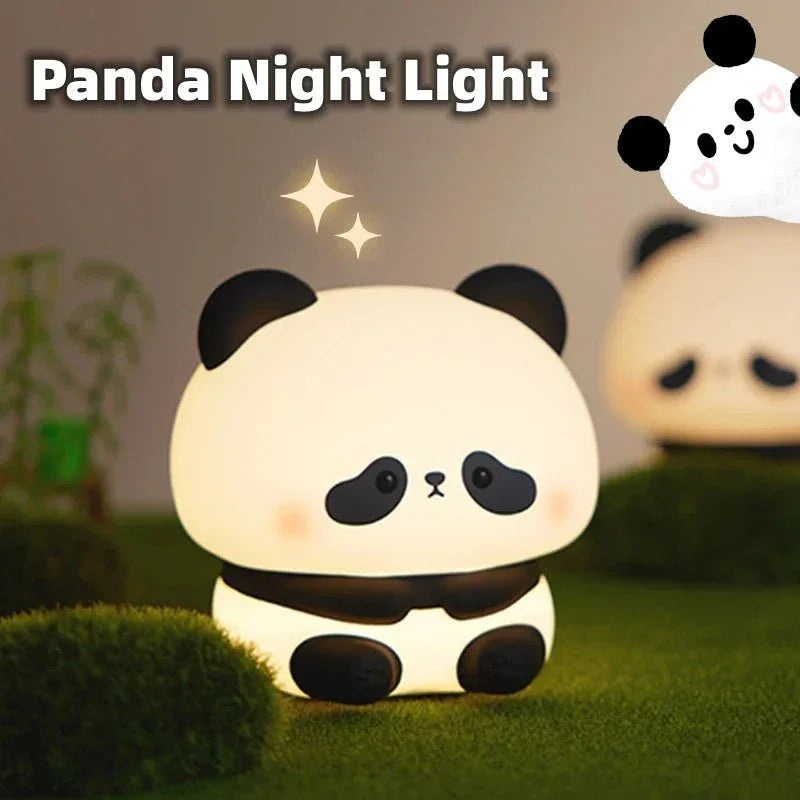 Cute Silicone Panda Touch USB Rechargeable LED Night Light Table Bedside Lamp Home Decor