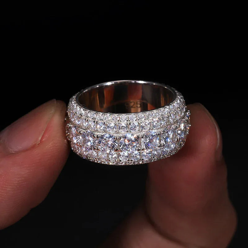 S925 Sterling Silver Unisex Mosonite Ring