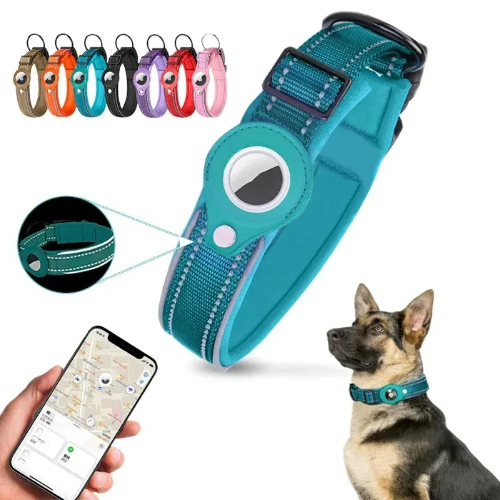 Airtag Leather Case Nylon Dog Cat Pet Anti-Lost Location Tracker Collar