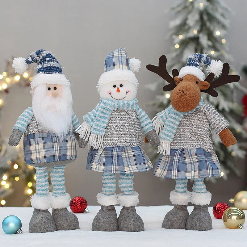 Large Blue Fabric Retractable Christmas Dolls