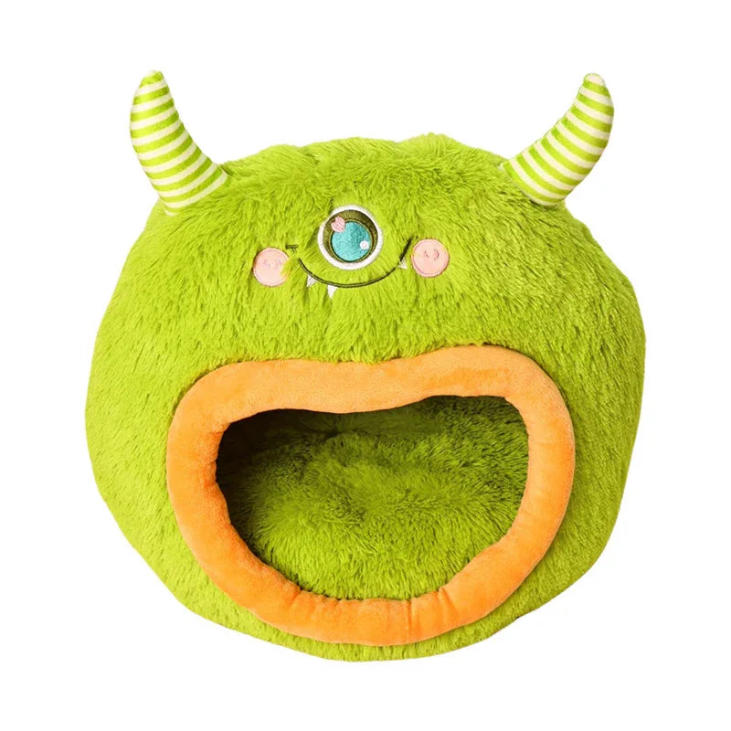 Fully Enclosed Safe And Cozy Cartoon Monster Pet Bed House For Dogs And Cats