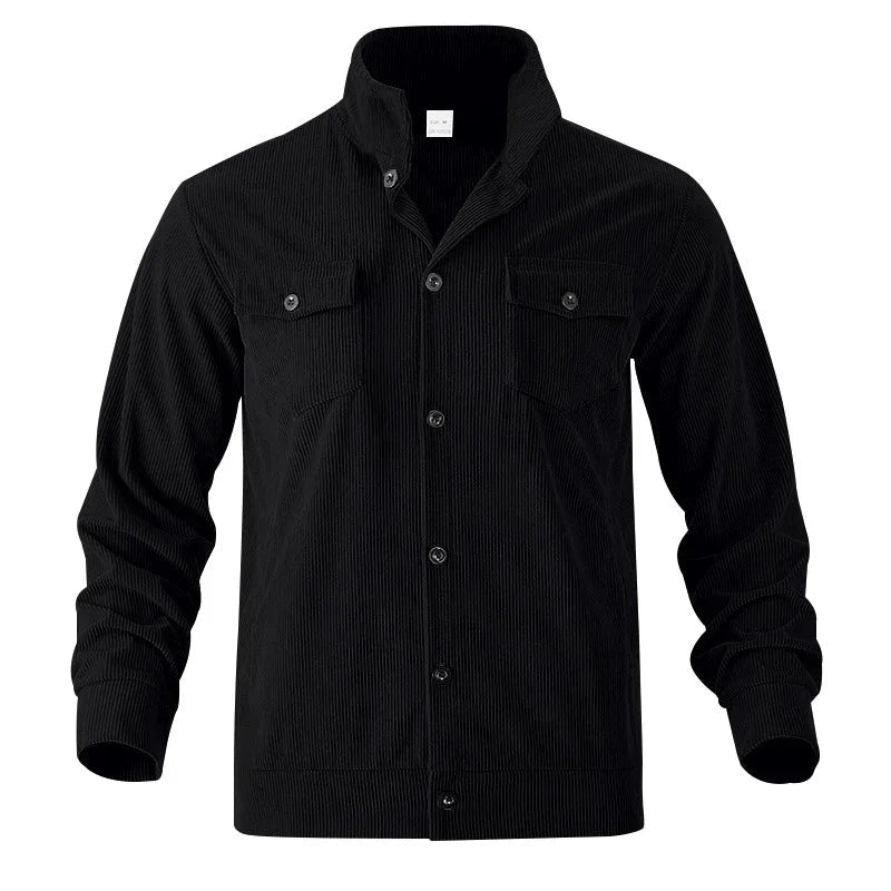 Simple Versatile Multi-Pocket Long Sleeve Stand-Up Collar Jacket Men's Clothing