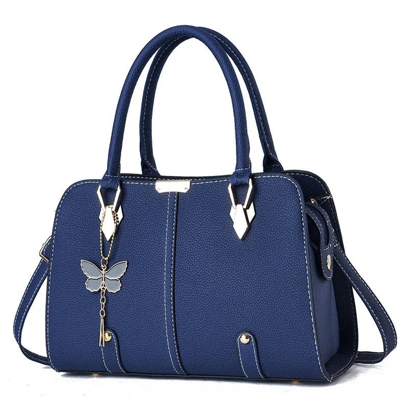 Women's Fashionable PU Leather Handbag With Butterfly Pendant