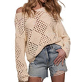 Hollow-Out Off-Shoulder Long Sleeve Knitted Sweater