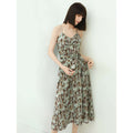 Delicate Grassland Green Strappy Chiffon Maxi Dress-0