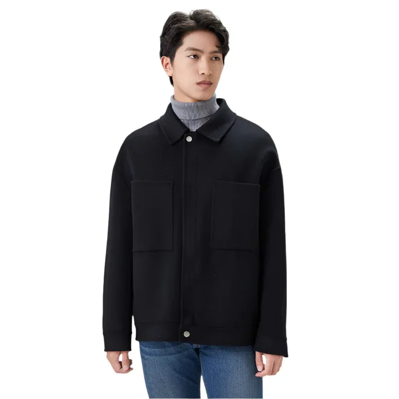 Double-Faced Men's Woolen Loose Fit Cashmere Jacket