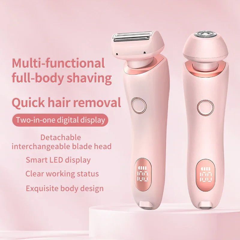 USB Rechargeable Trimmer With Two Removable Trimmer Heads Women's Body Leg Armpit Pubic Hair Intimate Razor Shaver For Hair Removal