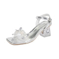 Chunky Heel Rhinestone One-Strap Outdoor High Heels Sandals