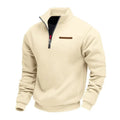 Fleece-Lined Mid-Length Zip-Up Loose-Fit Stand-Up Collar Casual Sweater