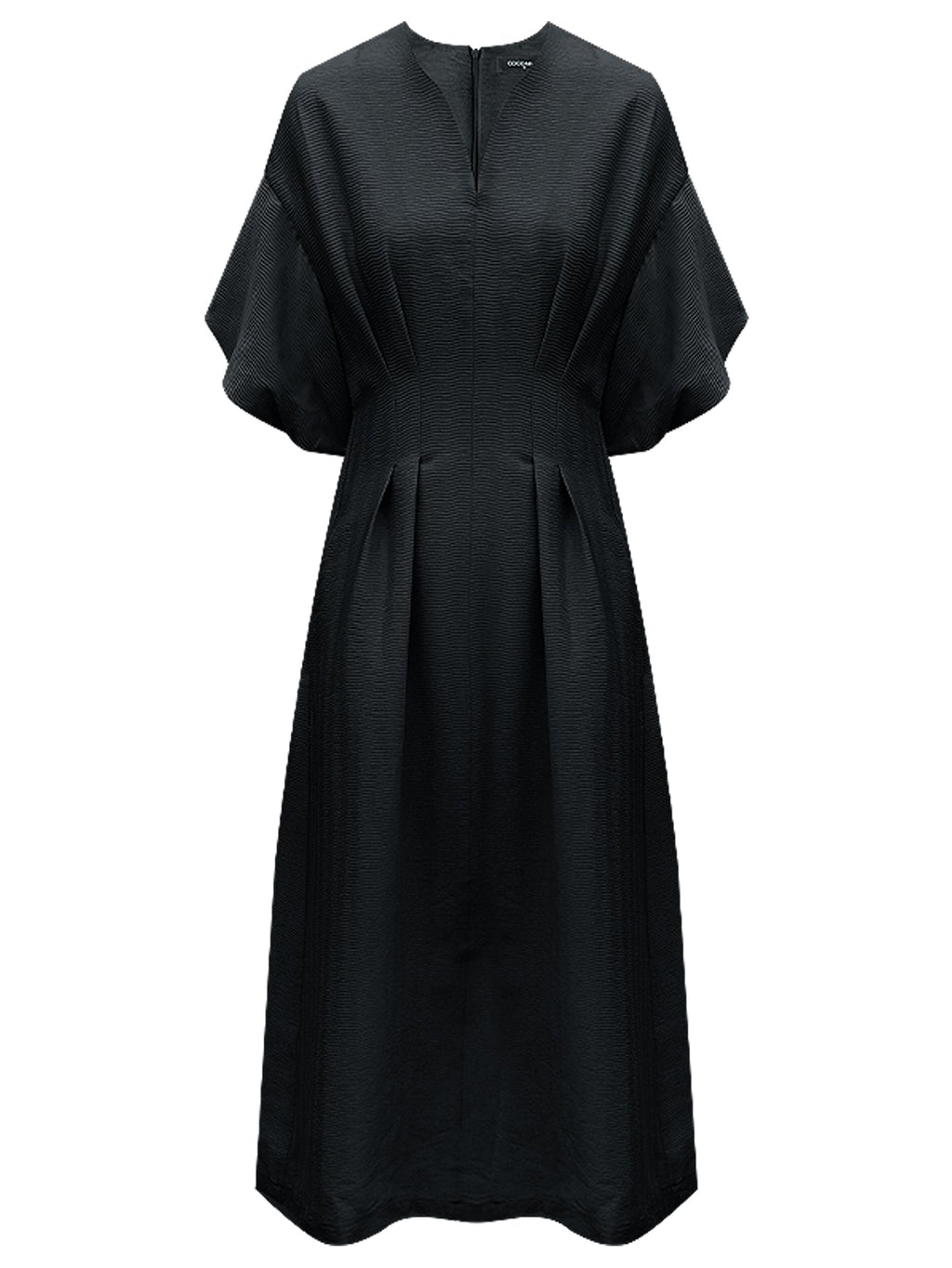Elegant Textured Pleated French Tea Dress