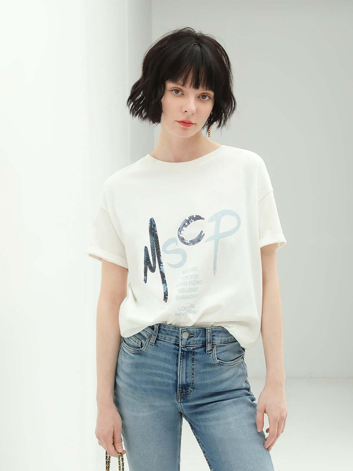Embroidered White Short Sleeve MSCP