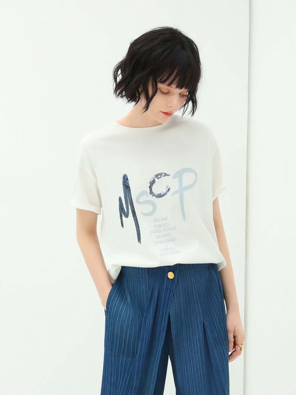 Embroidered White Short Sleeve MSCP