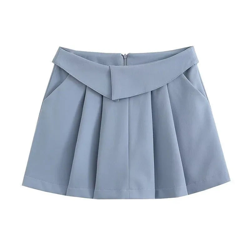 European And American College Style High Waist Pleated Skirt