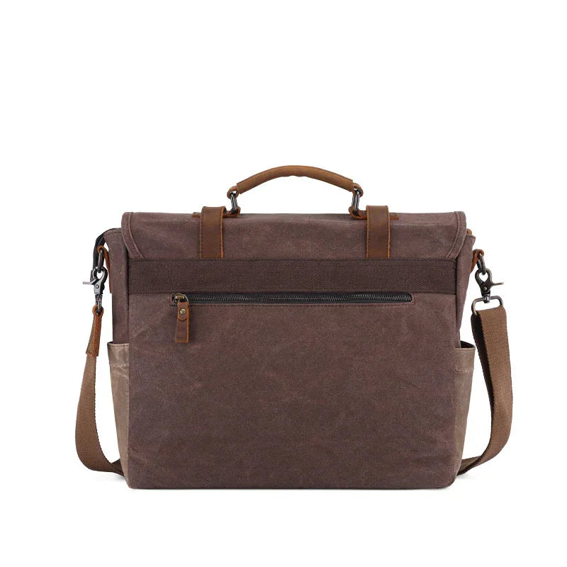 Fashionable Personality Men's Oil Wax Canvas Fabric Shoulder Bag