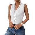 Women's Solid Color Lace Stitching Loose Strap Vest Top