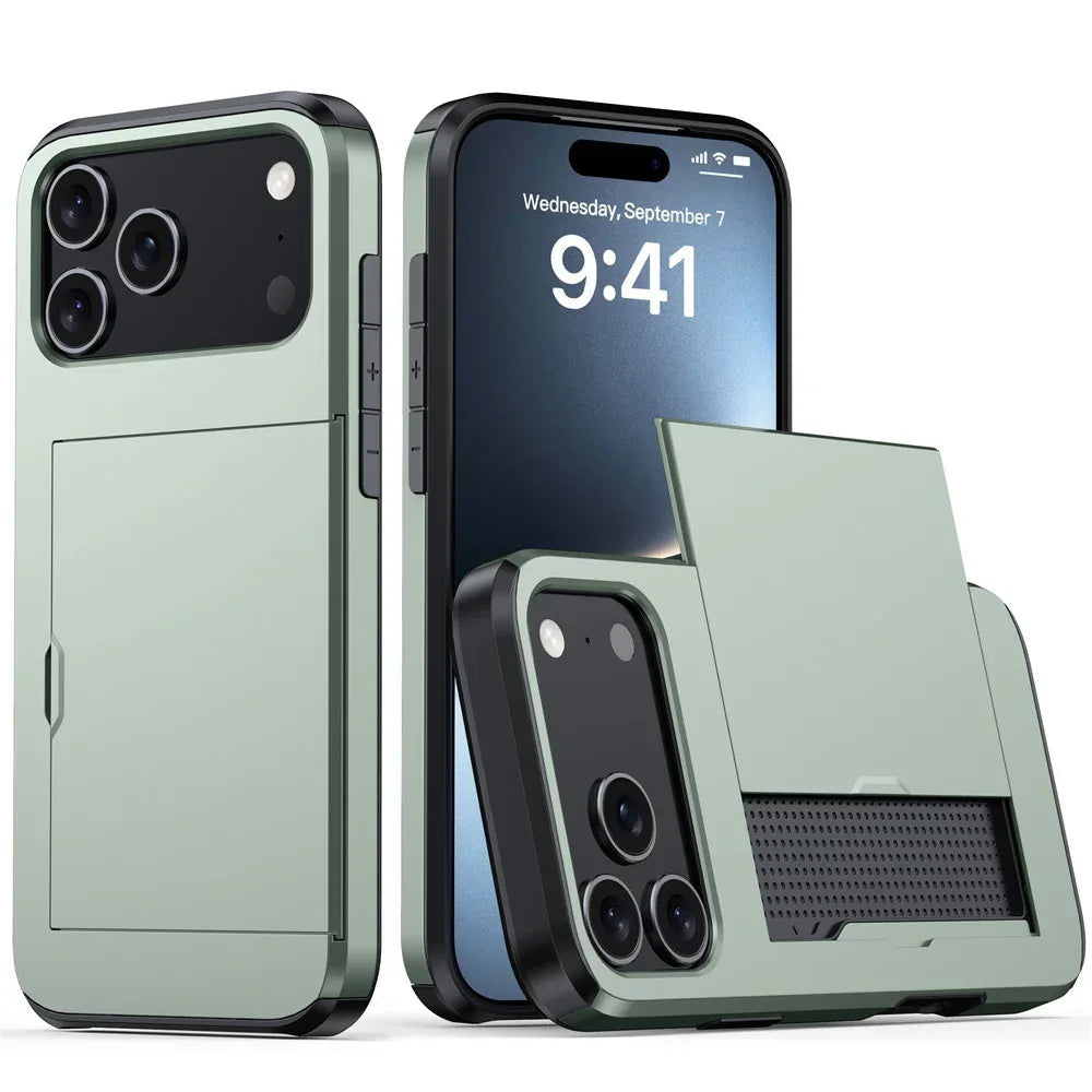 Protective Phone Case With Sliding Cover For Cards