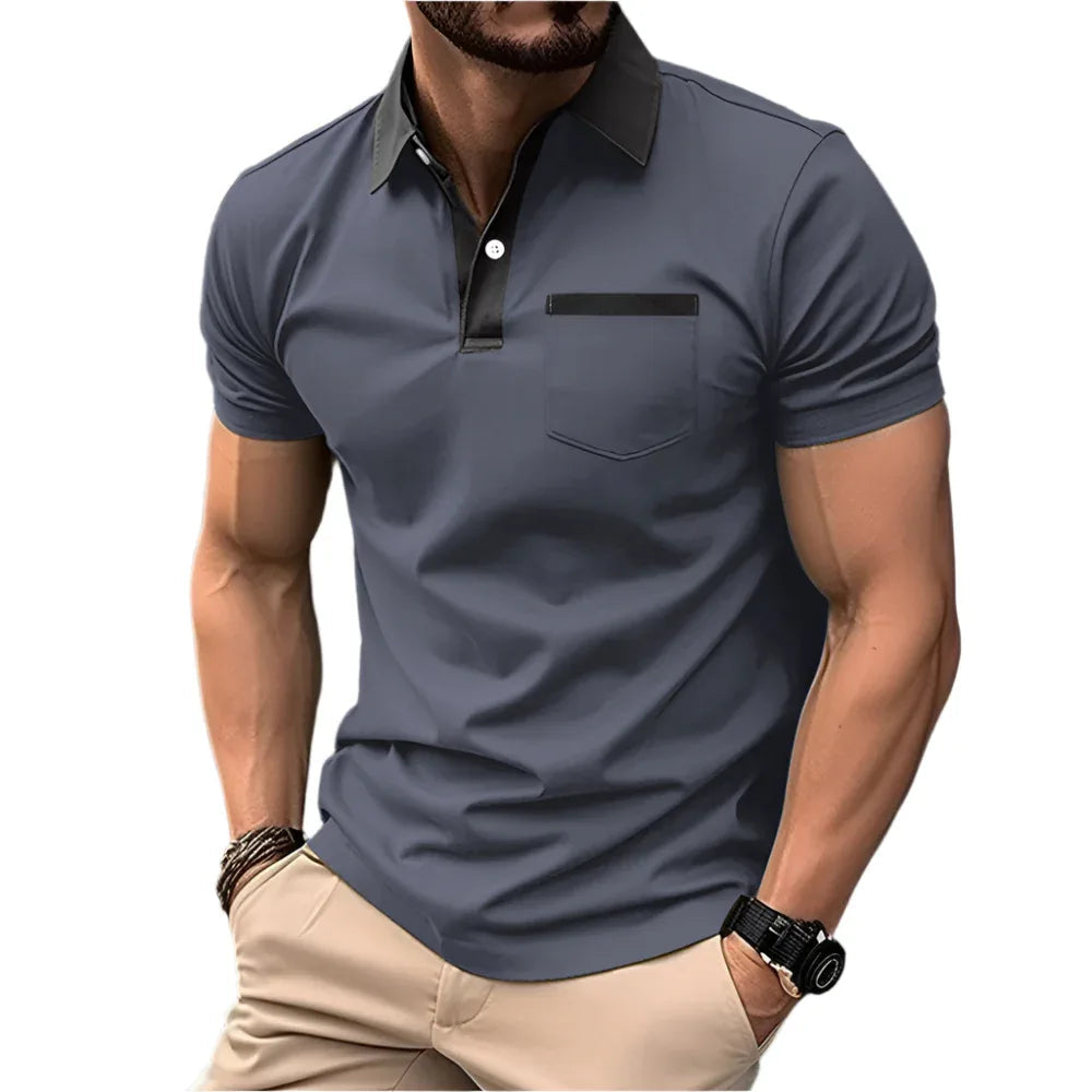 Fashionable Slim Pocket Short-Sleeved T-Shirt Polo Shirt Men Clothing