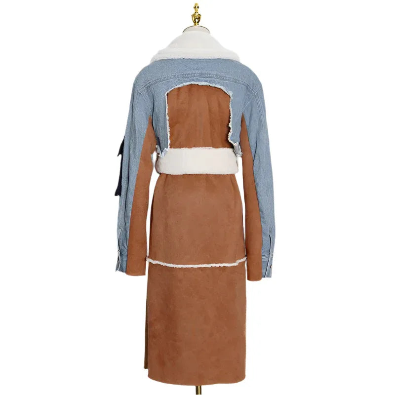 Fashion Denim Long Cotton Jacket Coat For Women