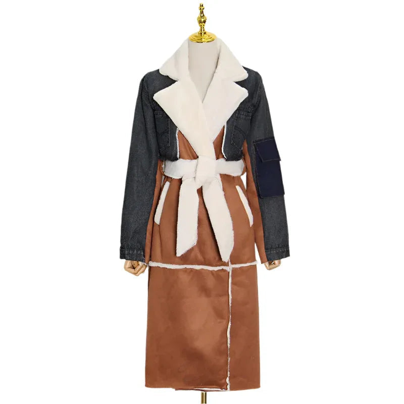 Fashion Denim Long Cotton Jacket Coat For Women