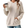 Fashion Drawstring Long-Sleeved Hooded Sweatshirt With Pockets Solid Knitwear Hoodie Women's Clothing