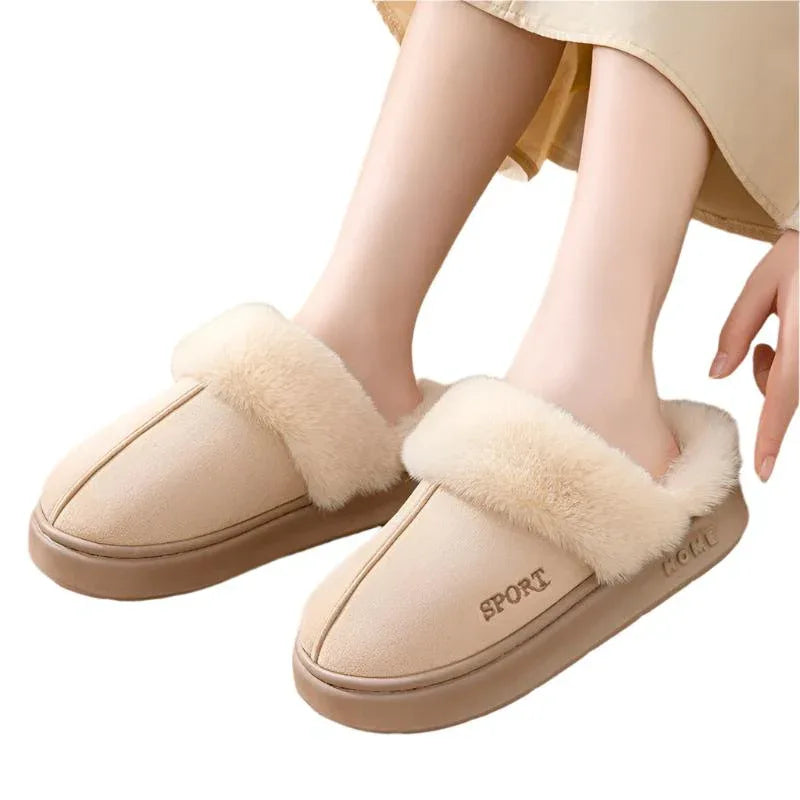 Faux Suede Warm Home Slippers For Women