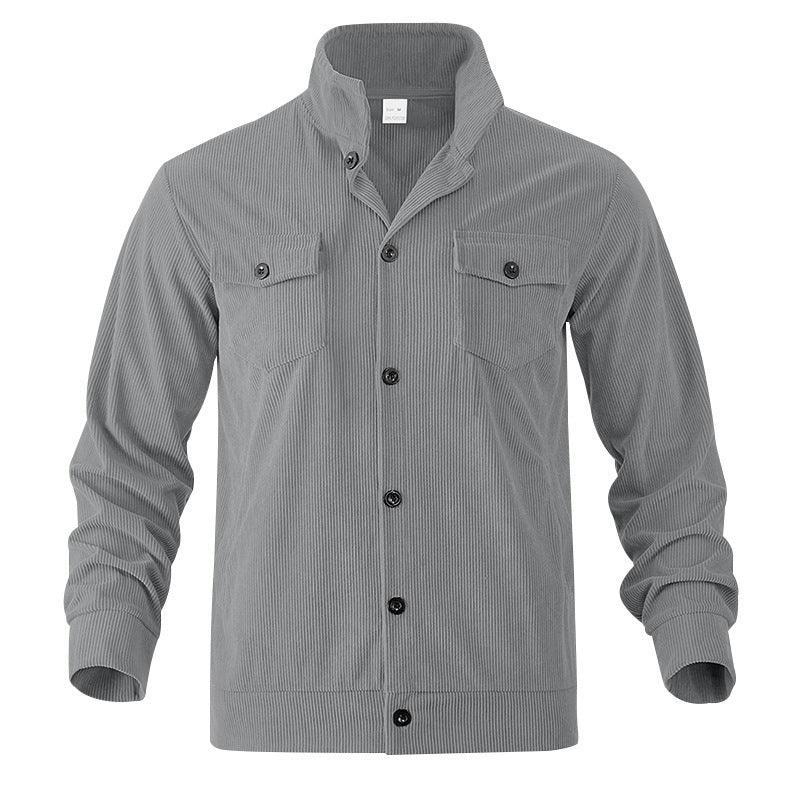 Simple Versatile Multi-Pocket Long Sleeve Stand-Up Collar Jacket Men's Clothing