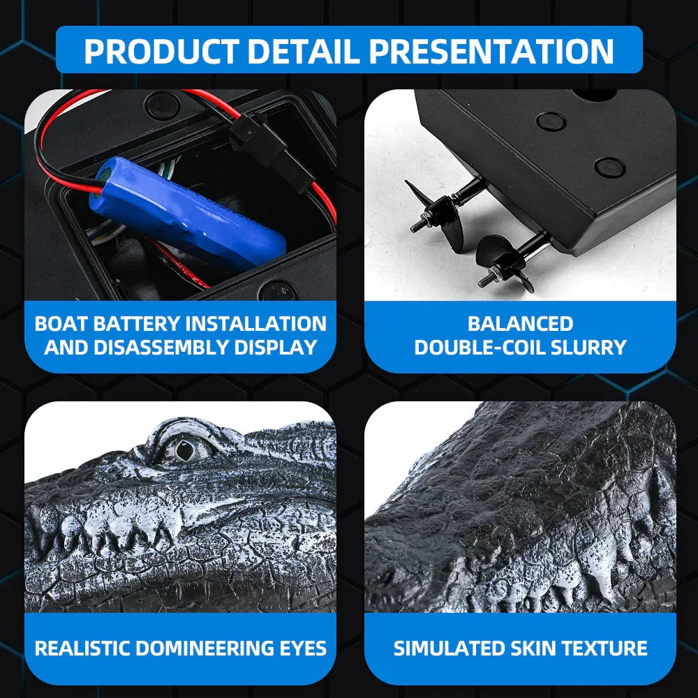 Simulated Crocodile Head Remote-Controlled Water Boat Toy