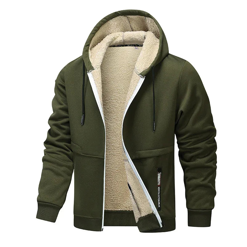 Winter Fleece Sweatshirt Casual Thick Warm Sherpa Lined Hoodie