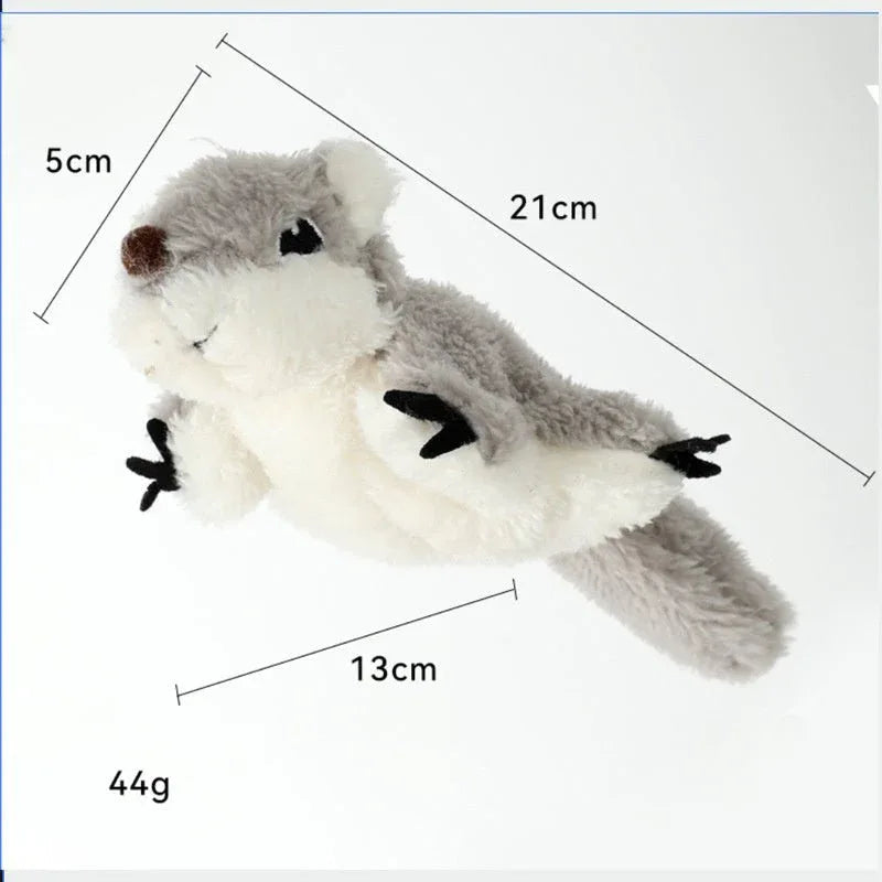 Flapping Lifelike Sounding & Rechargeable Electric Squirrel With Catnip Cat Toy
