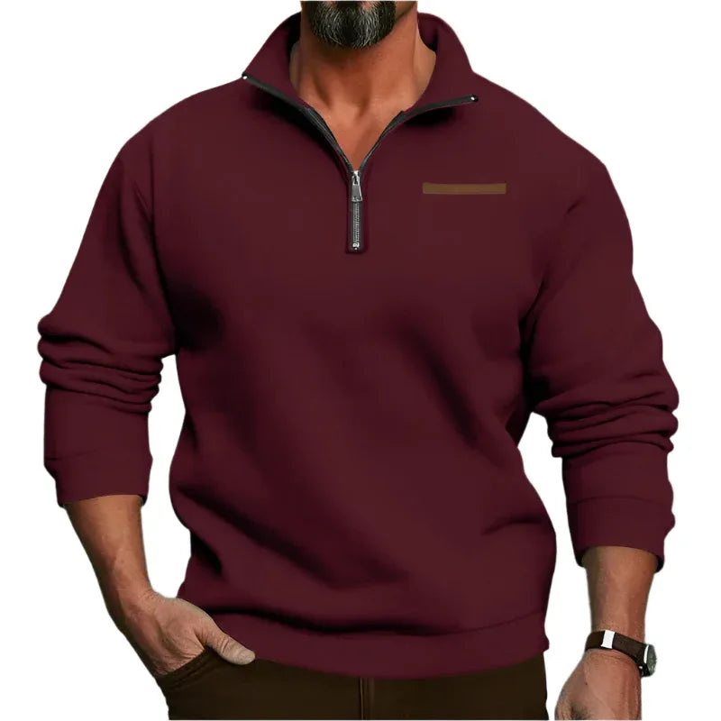 Fleece-Lined Standing Collar Sweater
