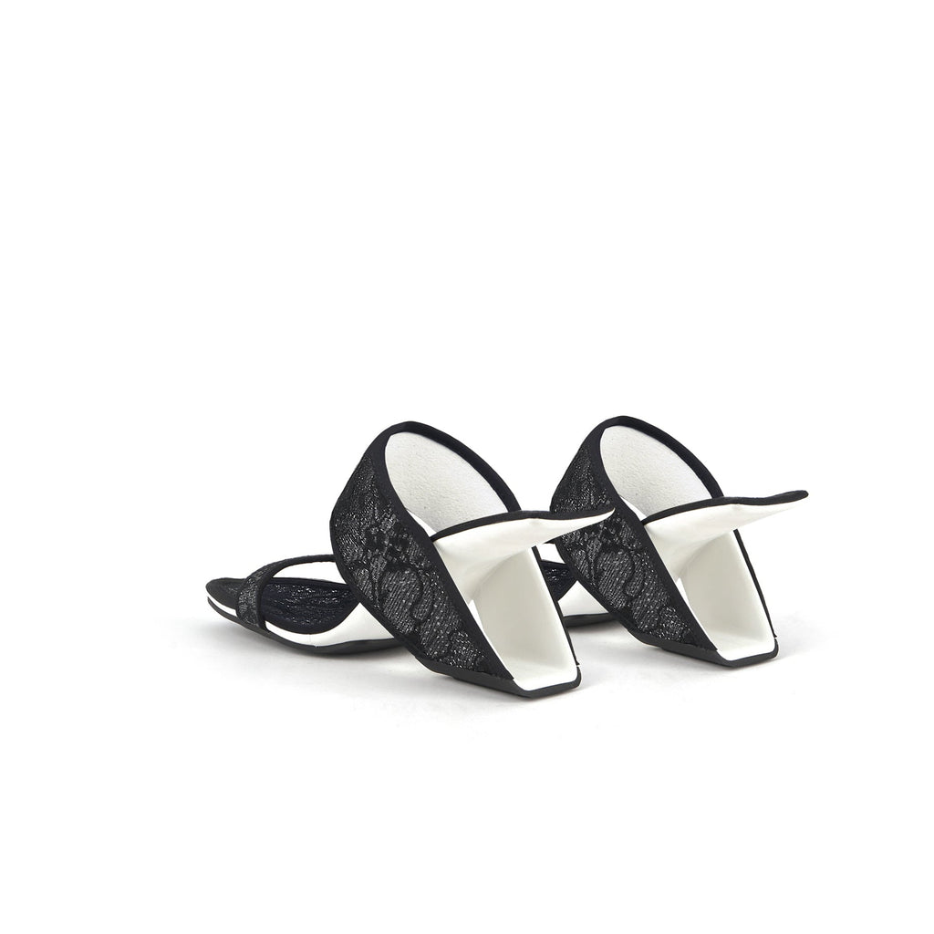 Floral Lace Square Toe Mules-4