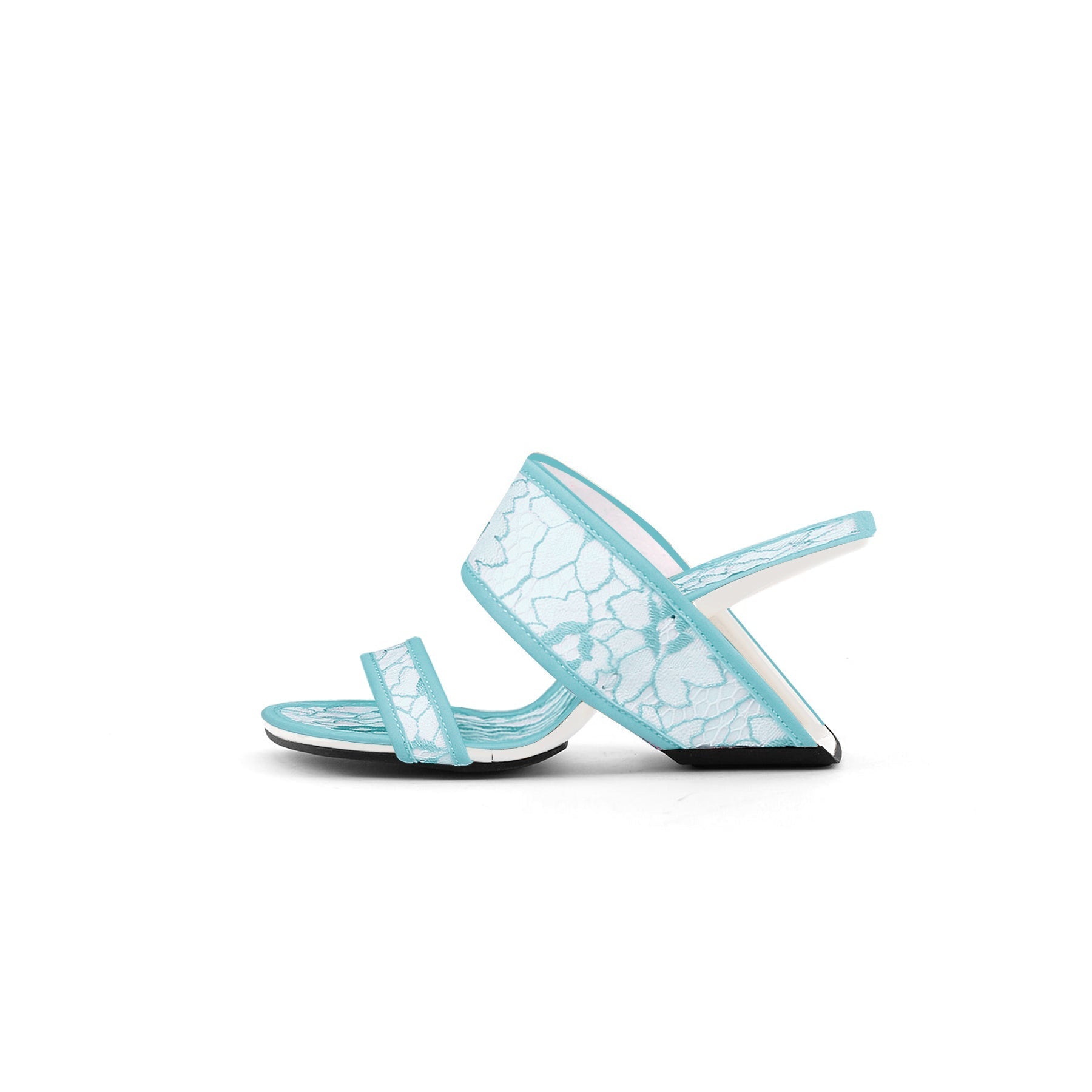 Floral Lace Square Toe Mules-5