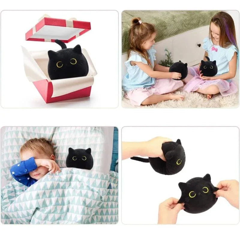 Fluffy Stuffed Animal Black Cat Plush Toy
