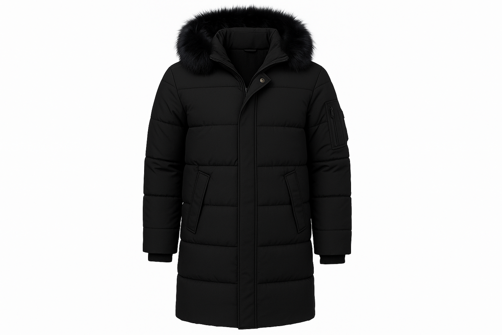 Black XL Winter Fur Hooded Thick Overcoat Jacket Stylish Lightweight Quilted Warm Puffer Coat