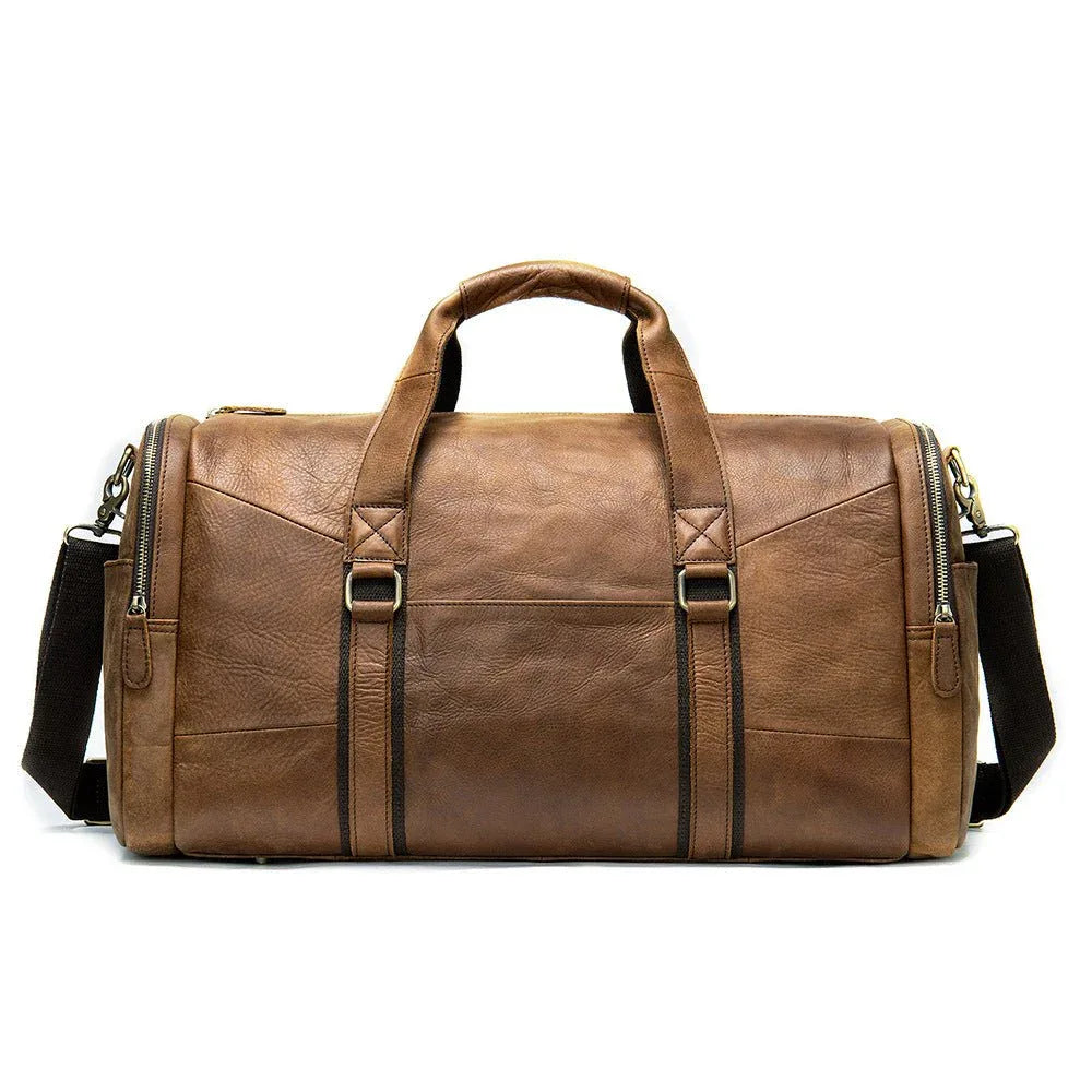 Genuine Leather Men's Business Travel Top Layer Cowhide One-shoulder Duffle Bag