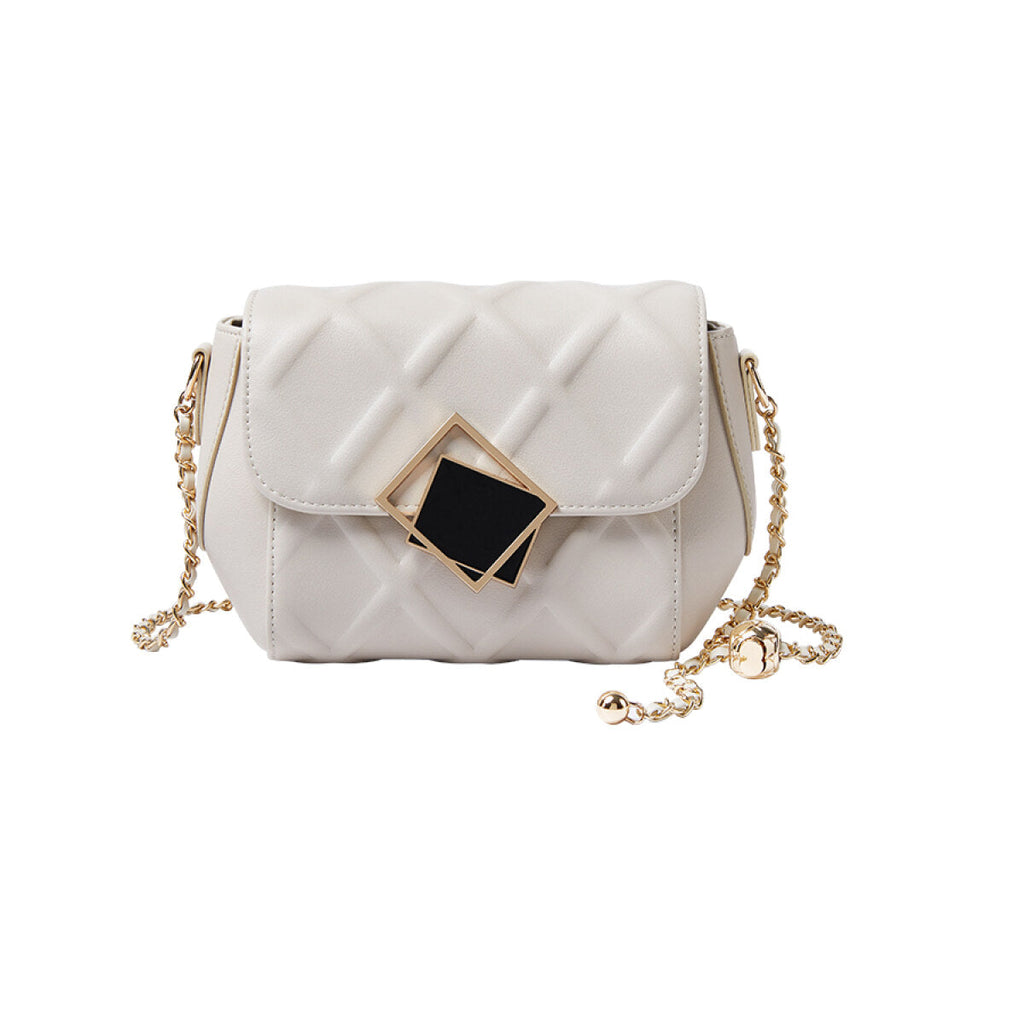 Geometric Lock Quilted Shoulder Bag-5