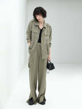 Green Straight Leg Cargo Pants-0