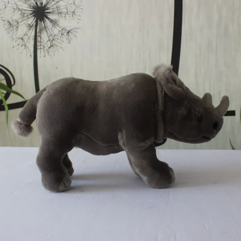 Grey Double-Horned Rhino Plush Toy