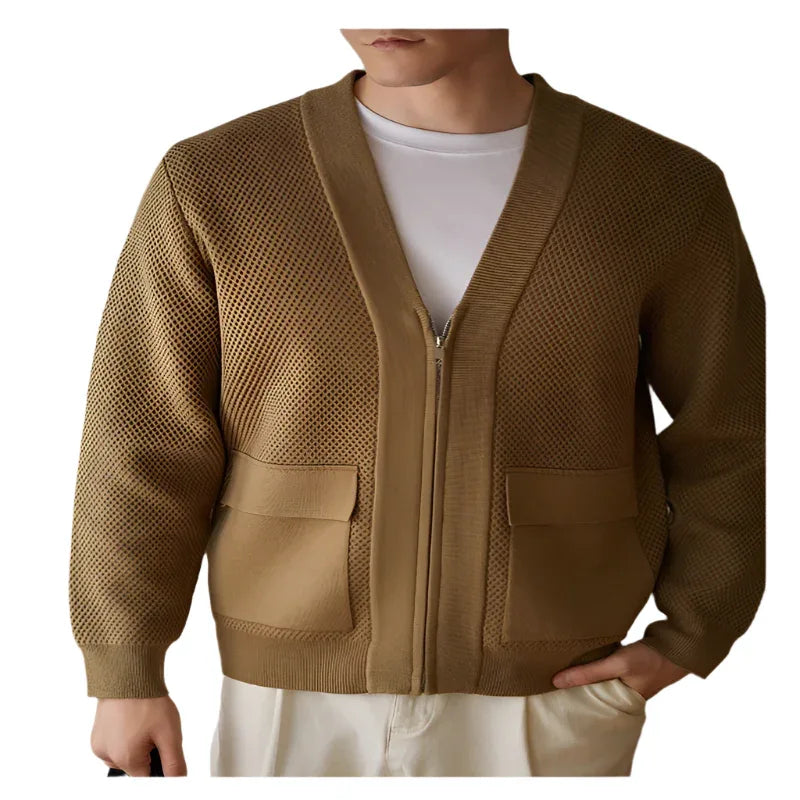 High-Grade V-Neck Knitted Sweater Cardigan Coat For Men