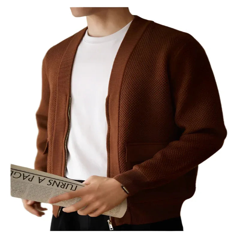 High-Grade V-Neck Knitted Sweater Cardigan Coat For Men