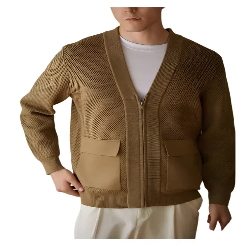 High-Grade V-Neck Knitted Sweater Cardigan Coat For Men