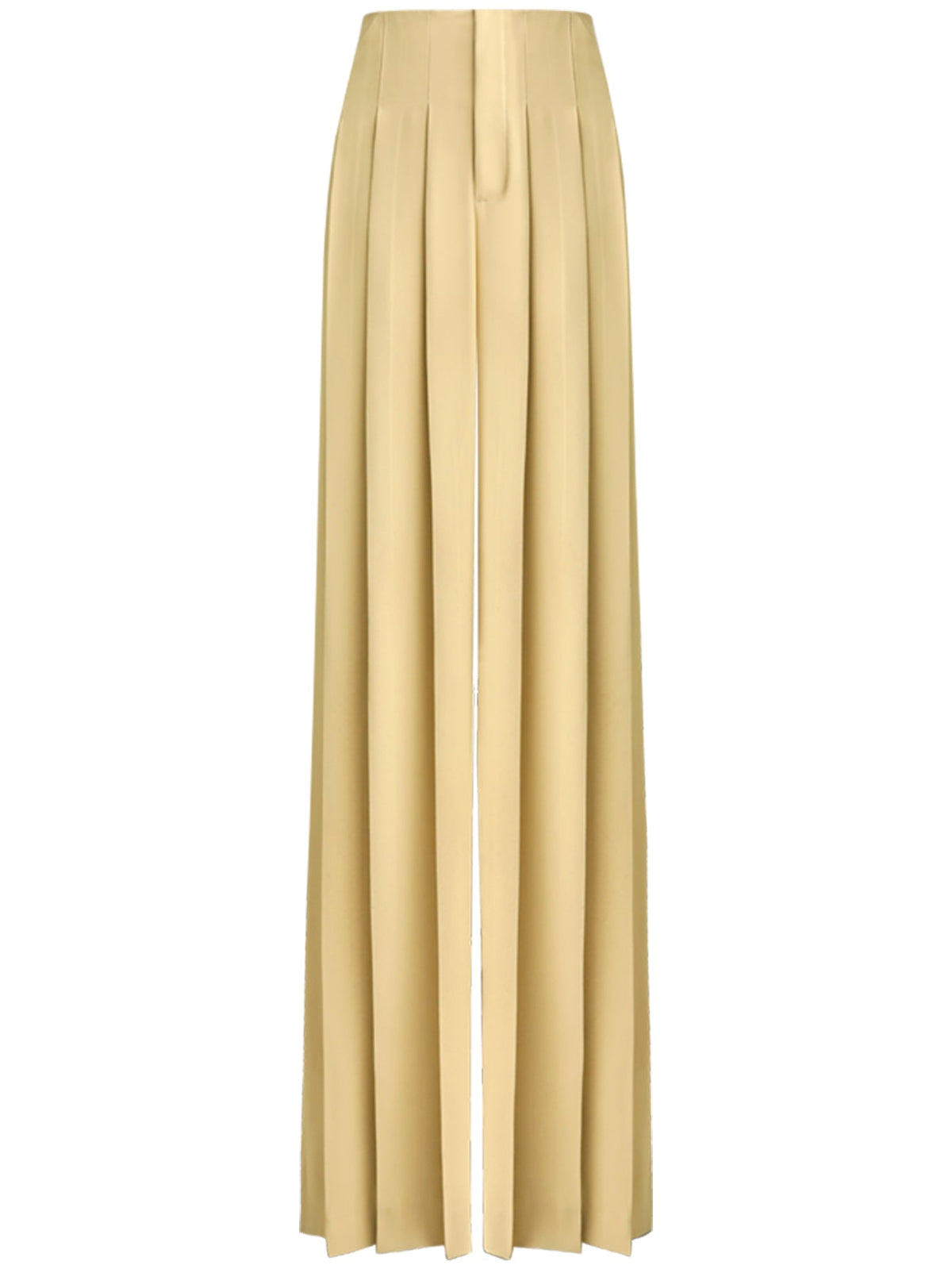 High Waist Pleated Wide Leg Beige Pants