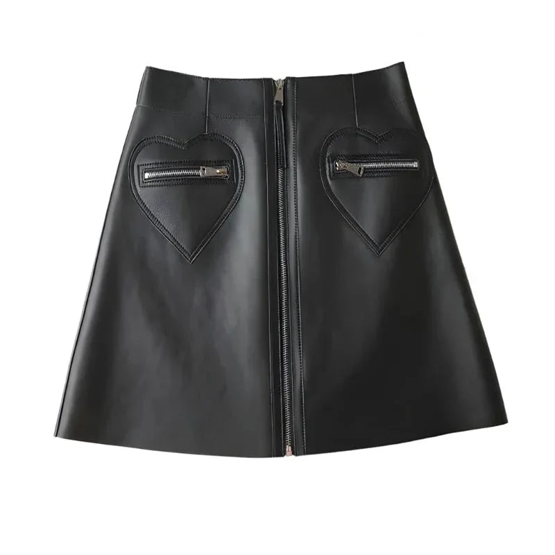 High Waist Thin Leather Skirt For Women