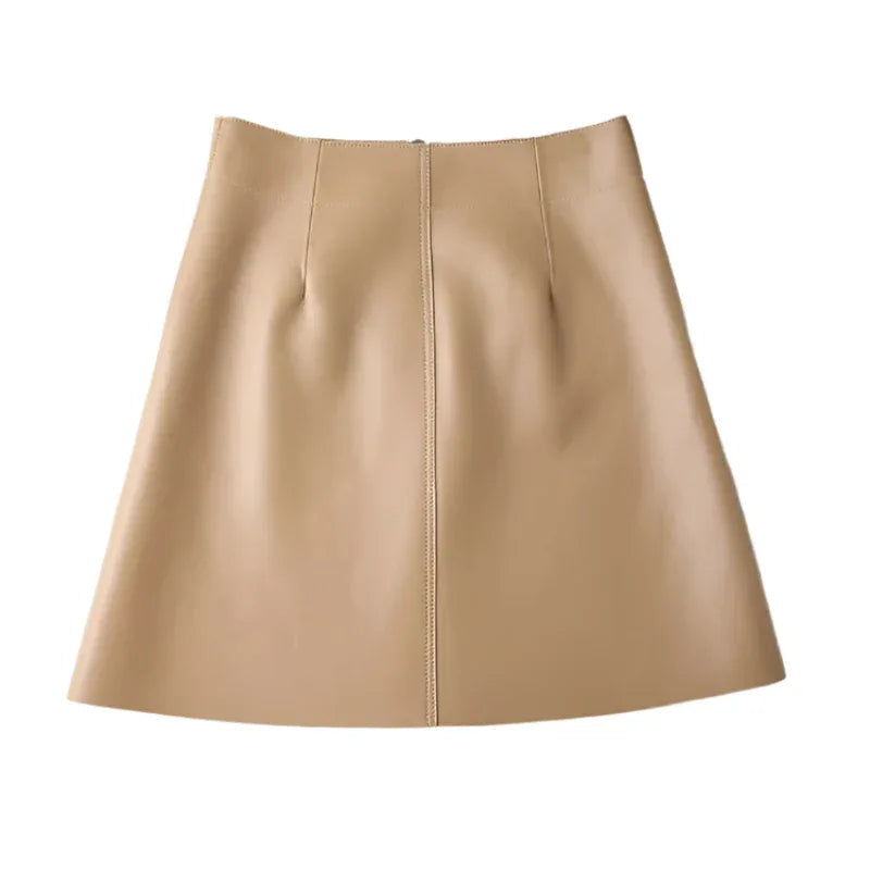 High Waist Thin Leather Skirt For Women