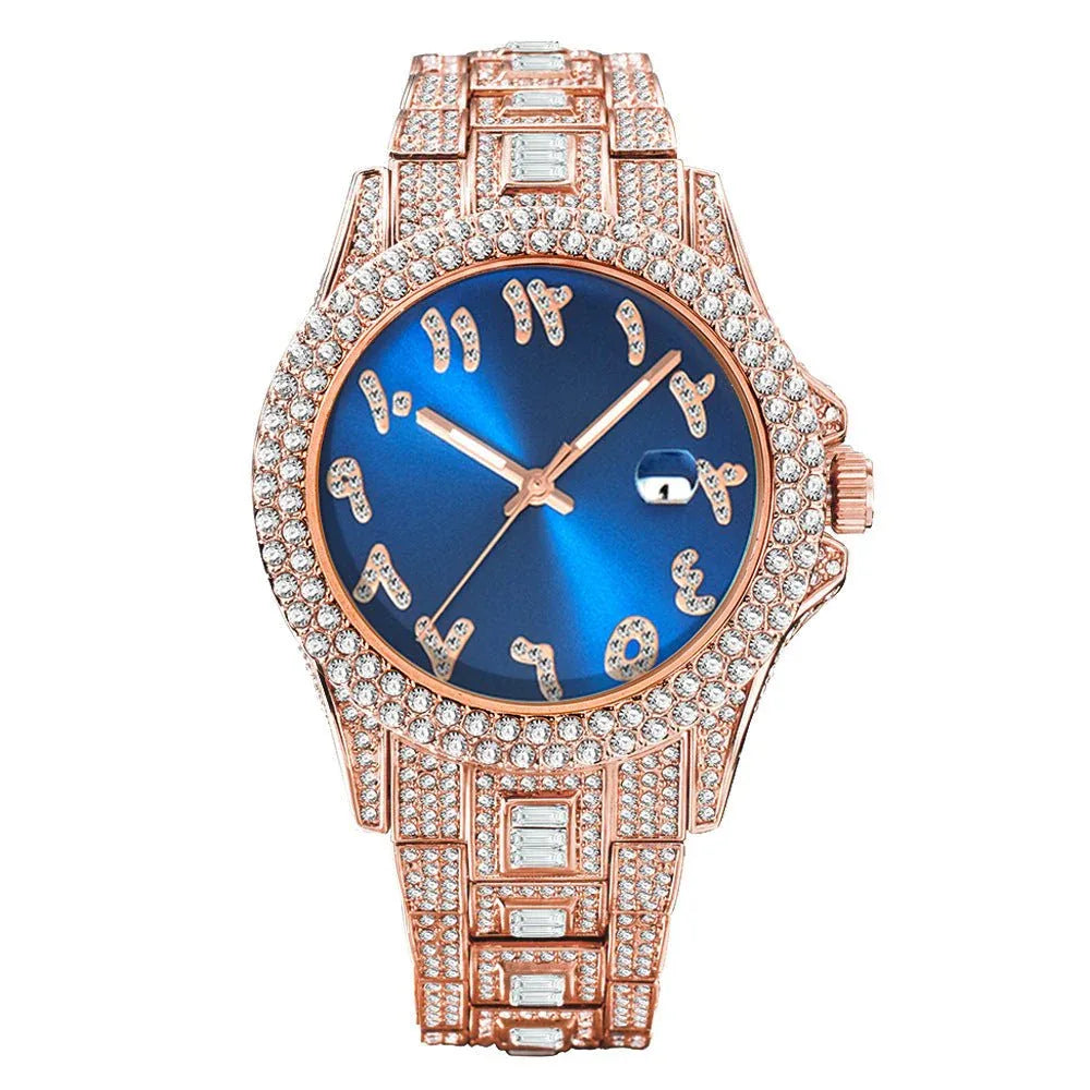Hip Hop Full Diamond Business Men's Waterproof Quartz Watches