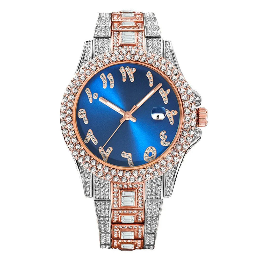 Hip Hop Full Diamond Business Men's Waterproof Quartz Watches